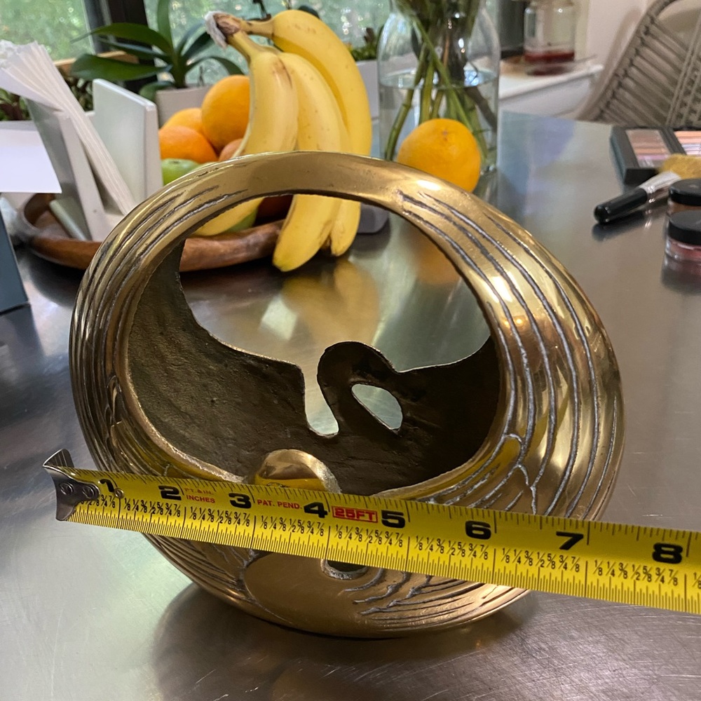 Vintage Brass Swan Planter Basket - Picture 7 of 8